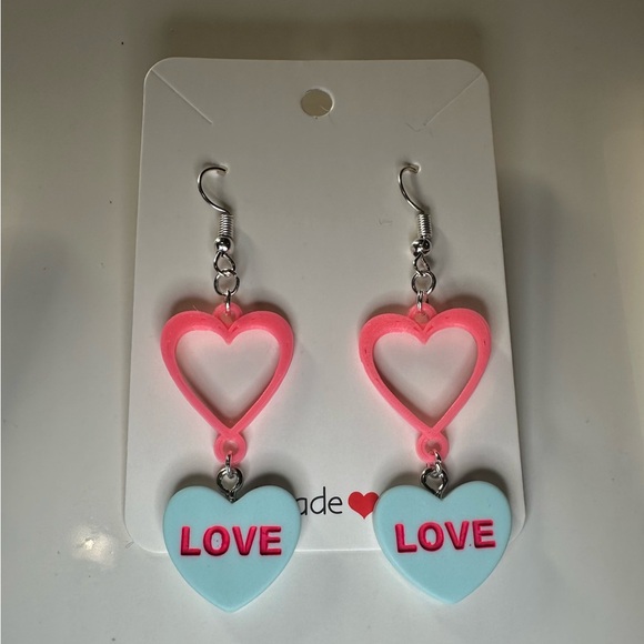 Handmade Candy Heart Love or Be Mine Earring NEW - Picture 3 of 6